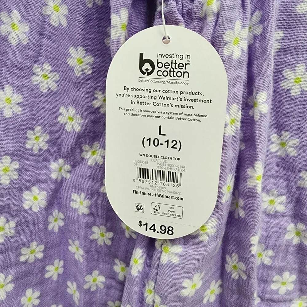 NWT Wonder Nation Girls Double Cloth Lace-Up Top Size L (10-12)